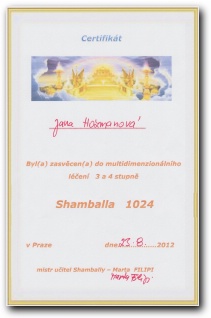 Certifikát Shamballa 1024 třetí a čtvrtý stupeň